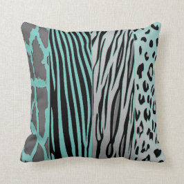 Zebra Stripe piloot, zwart en asqua, gedrukt Kussen