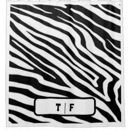 Zebra Stripe Skin Print Initiaal Monogram | Douchegordijn