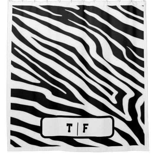 Zebra Stripe Skin Print Initiaal Monogram | Douchegordijn (Voorkant)