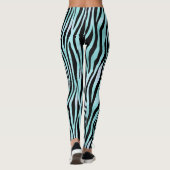 Zebra Stripe Turquoise Blauwgroen en zwart Leggings (Achterkant)