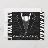 Zebra Stripe Tuxedo Bachelor Party Uitnodiging (Voorkant)