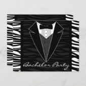 Zebra Stripe Tuxedo Bachelor Party Uitnodiging (Voorkant / Achterkant)