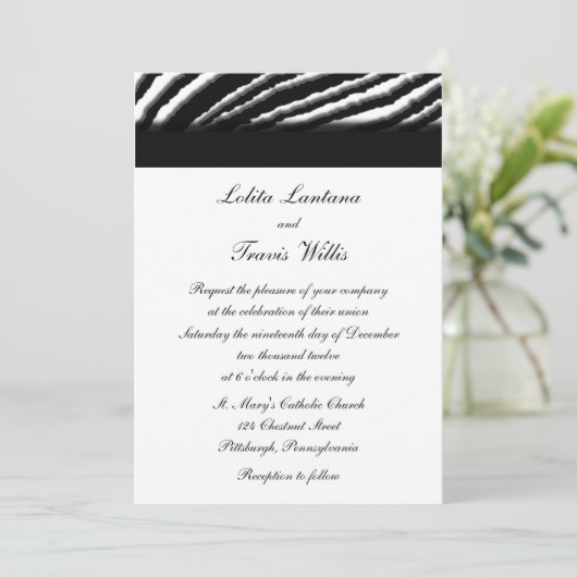 Zebra Stripe Wedding Invitations Kaart (Staand voorkant)