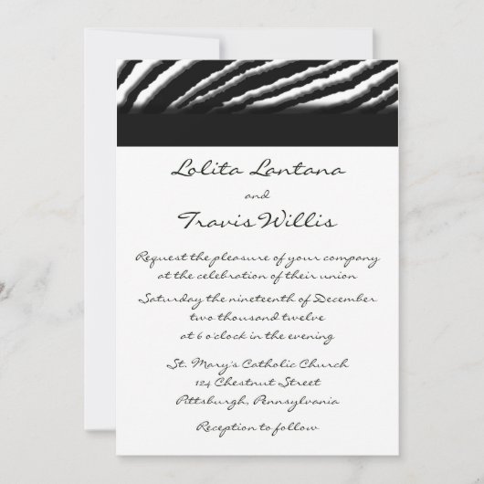 Zebra Stripe Wedding Invitations Kaart (Voorkant)
