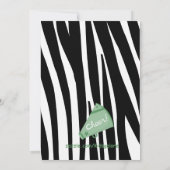Zebra Striped Green Cheerleader Birthday Invite Kaart (Achterkant)