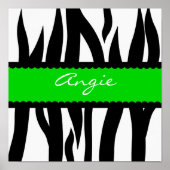 Zebra Striped Pattern Persoonlijke Naam Poster (Voorkant)