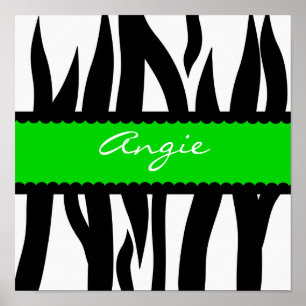 Zebra Striped Pattern Persoonlijke Naam Poster