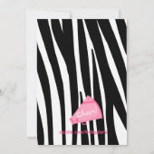 Zebra Striped Pink Cheerleader Birthday Invite Kaart (Achterkant)
