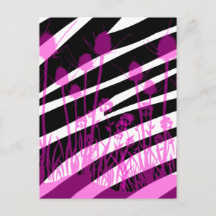 Zebra Stripes and Purple Meadow Flowers Briefkaart