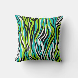 Zebra Stripes Animal Print Blauwgroen Blauw Groen Kussen