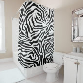 Zebra Stripes Black and White Wild Animal Print Douchegordijn (In situ)