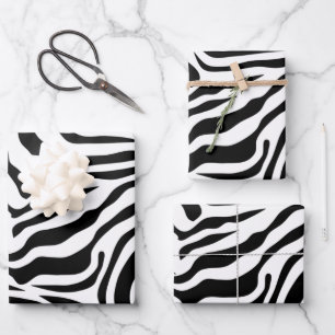 Zebra Stripes Black and White Wild Animal Print Inpakpapier Vel