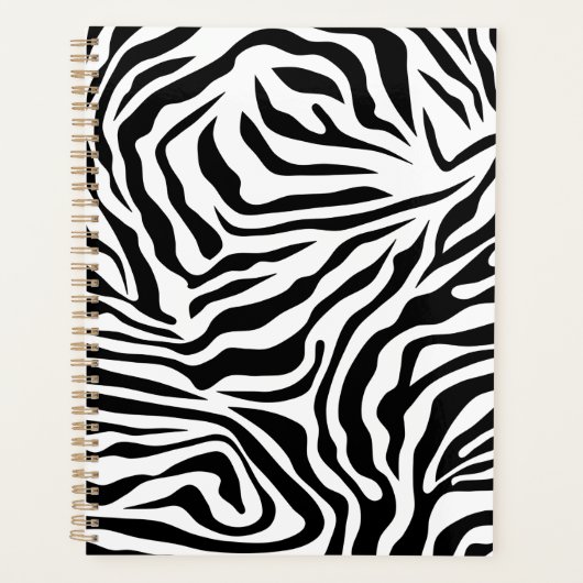 Zebra Stripes Black and White Wild Animal Print Planner (Voorkant)