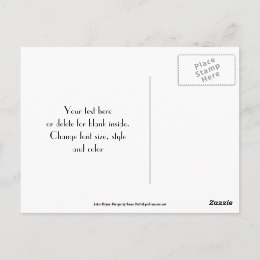 Zebra Stripes Black en Silver Dank je Briefkaart (Achterkant)