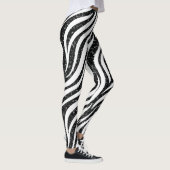 Zebra Stripes Black Glitter Wilde Dieren Afdrukken Leggings (Rechts)