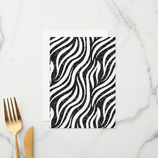 Zebra Stripes Black Glitter Wilde Dieren Afdrukken Menu (Voorkant / Achterkant in situ)
