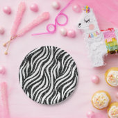 Zebra Stripes Black Glitter Wilde Dieren Afdrukken Papieren Bordje (Feest)