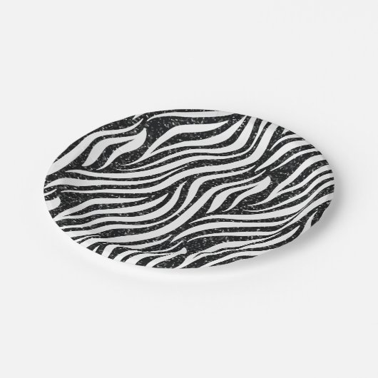 Zebra Stripes Black Glitter Wilde Dieren Afdrukken Papieren Bordje (Gekanteld)