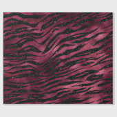 Zebra Stripes Black Marsala Glitter Burgundy Glam Cadeaupapier (Vlak)