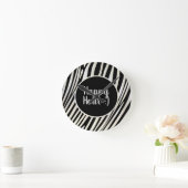 Zebra Stripes Black & White Pattern Happy Hour! Ronde Klok (Huis)