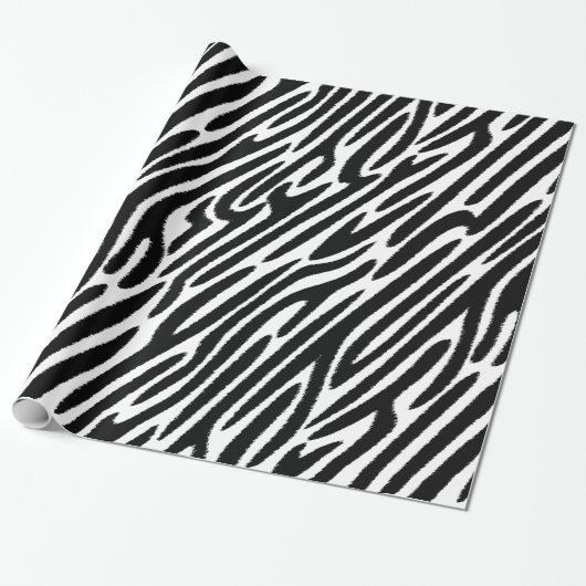 Zebra Stripes Classic Black and White Cadeaupapier (Uitgerold)