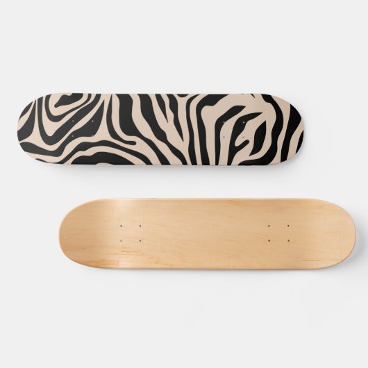 Zebra Stripes Cream Beige Black Wild Animal Persoonlijk Skateboard (Horizontaal)