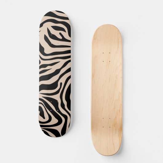 Zebra Stripes Cream Beige Black Wild Animal Persoonlijk Skateboard (Voorkant)