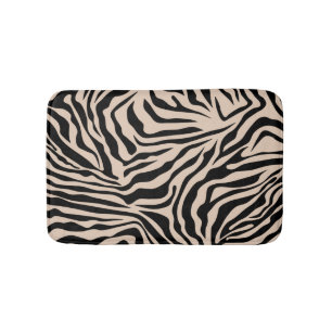 Zebra Stripes Cream beige Black Wild Animal Print Badmat