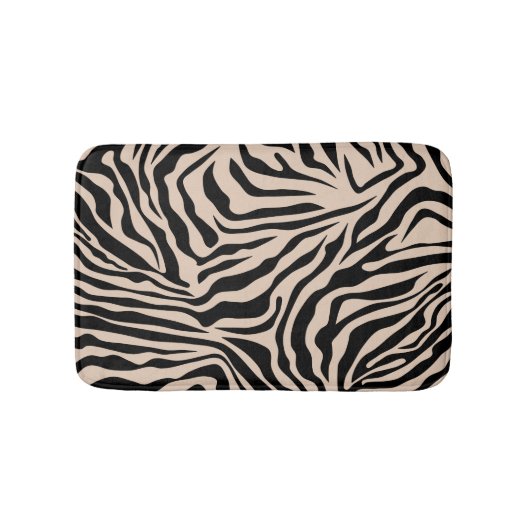 Zebra Stripes Cream beige Black Wild Animal Print Badmat (Voorkant)