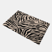 Zebra Stripes Cream beige Black Wild Animal Print Deurmat (Schuin)