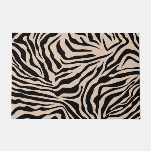 Zebra Stripes Cream beige Black Wild Animal Print Deurmat (Voorkant)