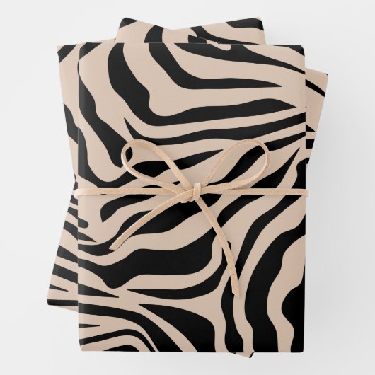 Zebra Stripes Cream beige Black Wild Animal Print Inpakpapier Vel (In situ)