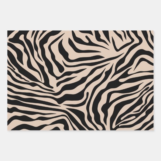 Zebra Stripes Cream beige Black Wild Animal Print Inpakpapier Vel (Voorkant)