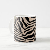 Zebra Stripes Cream beige Black Wild Animal Print Koffiemok (Voorkant links)