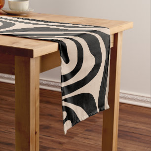 Zebra Stripes Cream beige Black Wild Animal Print Korte Tafelloper