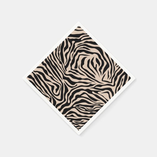 Zebra Stripes Cream beige Black Wild Animal Print Servet (Hoek)