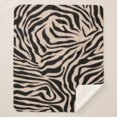 Zebra Stripes Cream beige Black Wild Animal Print Sherpa Deken (Voorkant)