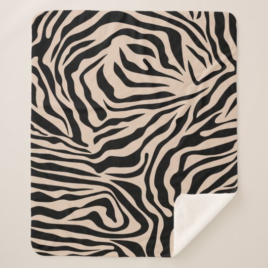 Zebra Stripes Cream beige Black Wild Animal Print Sherpa Deken (Voorkant)