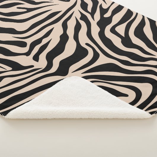 Zebra Stripes Cream beige Black Wild Animal Print Sherpa Deken (3/4)