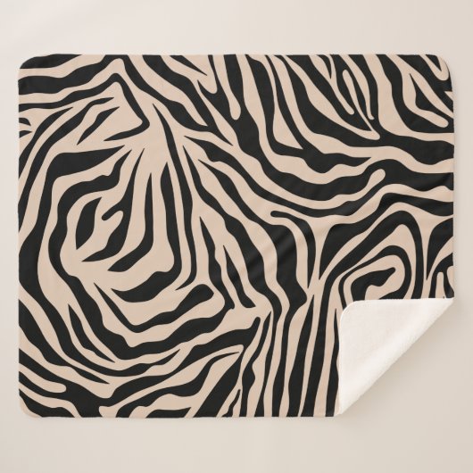 Zebra Stripes Cream beige Black Wild Animal Print Sherpa Deken (Voorkant (horizontaal))