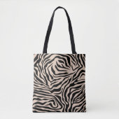 Zebra Stripes Cream beige Black Wild Animal Print Tote Bag (Voorkant)