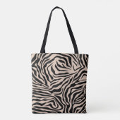 Zebra Stripes Cream beige Black Wild Animal Print Tote Bag (Achterkant)