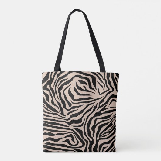 Zebra Stripes Cream beige Black Wild Animal Print Tote Bag (Achterkant)