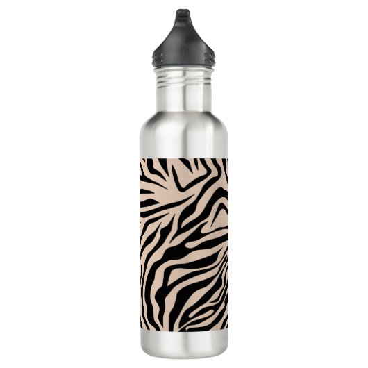 Zebra Stripes Cream beige Black Wild Animal Print Waterfles (Rechts)