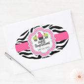 Zebra Stripes Cupcake Bakkerij Business Ovale Sticker (Envelop)
