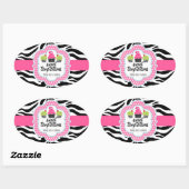 Zebra Stripes Cupcake Bakkerij Business Ovale Sticker (Vel)