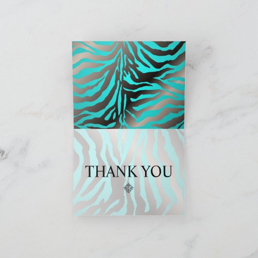 Zebra Stripes/DIY-kleur, Aqua/Dank u wel notitieka Bedankkaart (Binnen)