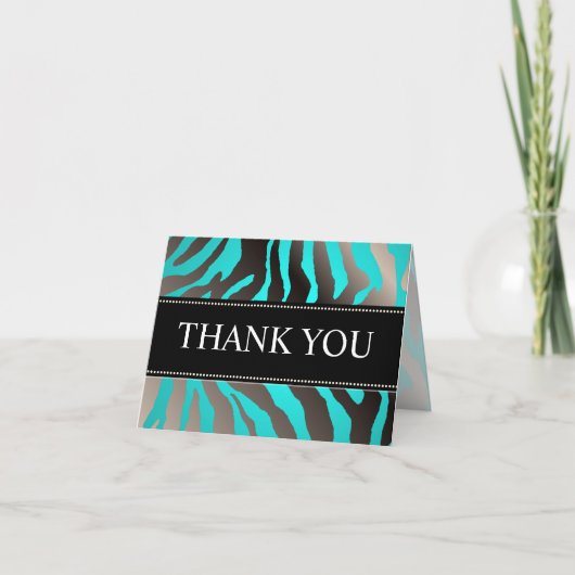 Zebra Stripes/DIY-kleur, Aqua/Dank u wel notitieka Bedankkaart (Voorkant)