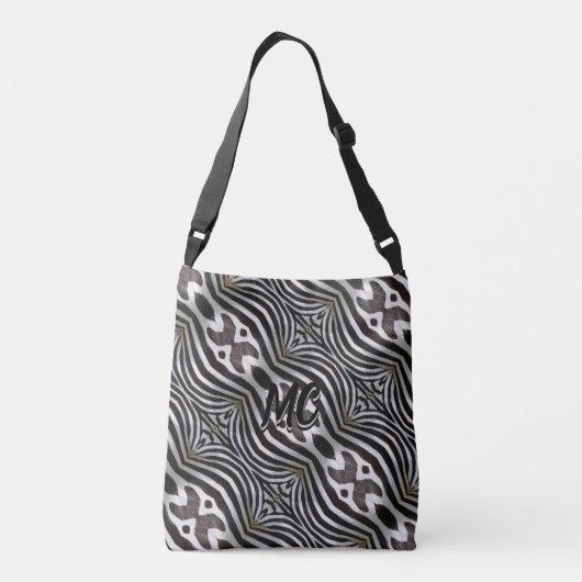 Zebra Stripes Elegant Pattern Monogramed Crossbody Tas (Achterkant)