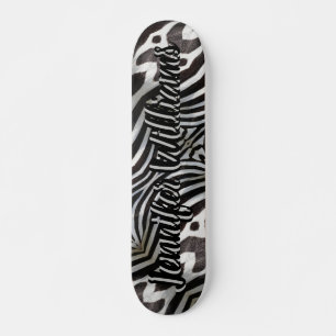 Zebra Stripes Elegant Pattern voegt Naam of Tekst  Persoonlijk Skateboard
